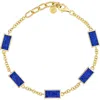 Jan Leslie Five Station Dash Rectangle Bracelet In Sterling With 18k Gold Overlay In Blue