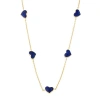 Jan Leslie Five Station Heart 30" Necklace Set In Sterling Silver With 18k Gold Overlay In Blue