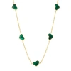 Jan Leslie Five Station Heart 30" Necklace Set In Sterling Silver With 18k Gold Overlay In Green