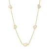 Jan Leslie Five Station Heart 30" Necklace Set In Sterling Silver With 18k Gold Overlay In White