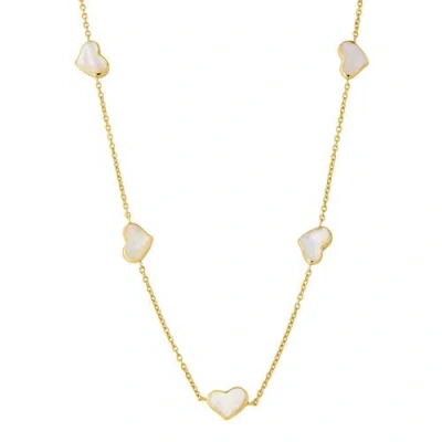 Jan Leslie Five Station Heart 30" Necklace Set In Sterling Silver With 18k Gold Overlay In White