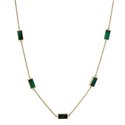 Jan Leslie Five Stations Rectangle Dash Necklace In Sterling 18k Gold Overlay In Neutral
