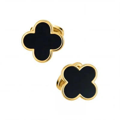 Jan Leslie Four Leaf Clover 18k Gold Vermeil Sterling Cufflinks In Brown