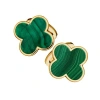 Jan Leslie Four Leaf Clover 18k Gold Vermeil Sterling Cufflinks In Green