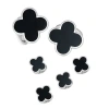 Jan Leslie Four Leaf Clover Sterling Cufflinks & Studs In Black