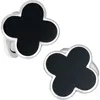 Jan Leslie Four Leaf Clover Sterling Silver Cufflinks In Black