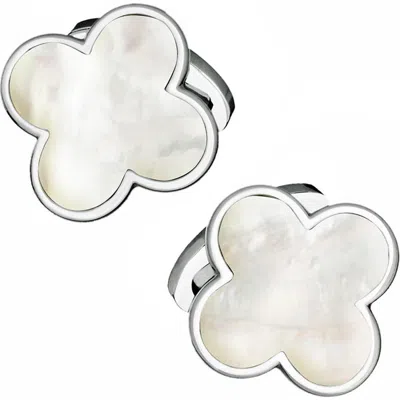 Jan Leslie Four Leaf Clover Sterling Silver Cufflinks In White