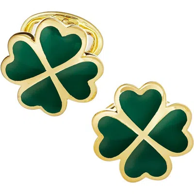 Jan Leslie Four Leaf Clover Sterling Silver Gold Vermeil Cufflinks