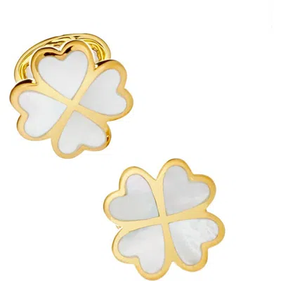 Jan Leslie Four Leaf Clover Sterling Silver Gold Vermeil Cufflinks