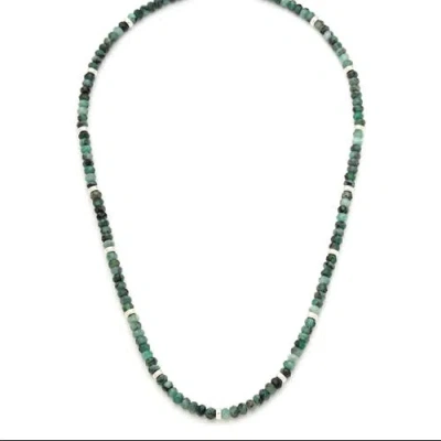 Jan Leslie Gemstone Beaded Necklace With Sterling Silver Lobster Closure In Green