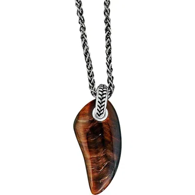 Jan Leslie Gemstone Horn Pendant & Necklace In Brown