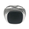 Jan Leslie Gemstone Sterling Silver Cross Etched Ring In Black