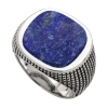 Jan Leslie Gemstone Sterling Silver Cross Etched Ring In Blue