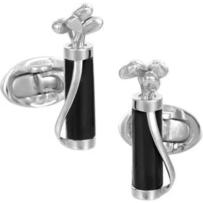 Jan Leslie Golf Bag And Clubs Gemstone Sterling Cufflinks In Metallic