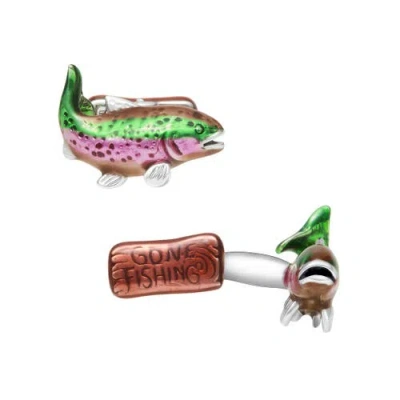 Jan Leslie Gone Fishing Sterling Cufflinks In Multicolor
