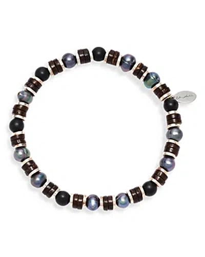 Jan Leslie Gray Freshwater Pearl & Matte Black Agate Beaded Bracelet