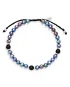 Jan Leslie Gray Freshwater Pearl & Matte Black Agate Beaded Bracelet In Blue