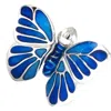 Jan Leslie Hand Painted Enamel Butterfly Sterling Silver Lapel Pin In Blue