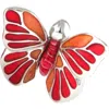 Jan Leslie Hand Painted Enamel Butterfly Sterling Silver Lapel Pin In Red