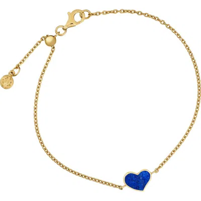 Jan Leslie Heart Bracelet Set In Sterling Silver With 18k Gold Overlay In Blue