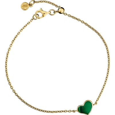 Jan Leslie Heart Bracelet Set In Sterling Silver With 18k Gold Overlay In Green