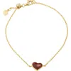 Jan Leslie Heart Bracelet Set In Sterling Silver With 18k Gold Overlay In Red