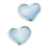 Jan Leslie Heart Stud Earring Set In Sterling Silver In Blue