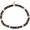 Jan Leslie Heisha Shell With Sterling Silver Bead Stretch Bracelet In Brown