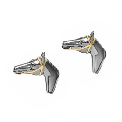 Jan Leslie Horse Sterling Ruthenium Cufflinks In Black
