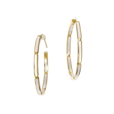 Jan Leslie Inside Out Hoop Earring Set In Sterling With 18k Gold Overlay In White