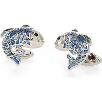 Jan Leslie Koi Fish Mother Of Pearl Sterling Cufflinks In Multi