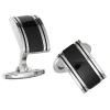 Jan Leslie Linear Etch Rectangular Gemstone Sterling Silver Cufflinks In Black