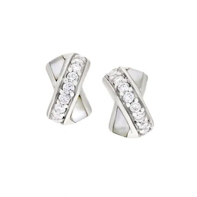 Jan Leslie Marseille Sterling Silver Crossover Stud Earrings In Metallic