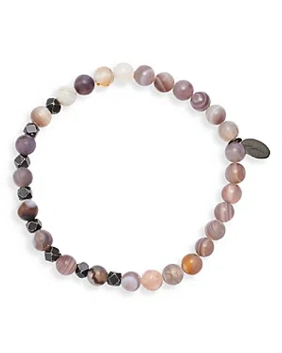 Jan Leslie Matte Boswana Agate & Burnished Silver Beaded Bracelet In Multi