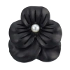 Jan Leslie Matte Flower Lapel Pin In Black