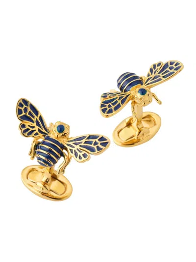 Jan Leslie Men's 18k Gold Vermeil & Blue Enamel Bee Cufflinks