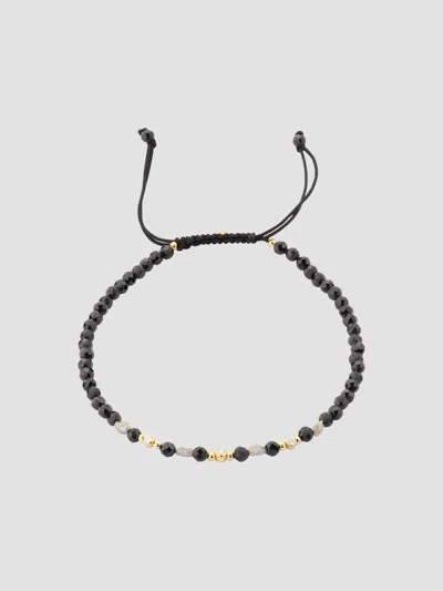 Jan Leslie Men's 18k Yellow Gold, 0.47 Tcw Diamond & Black Spinel Adjustable Cord Bracelet
