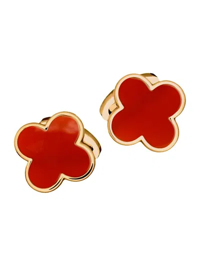 Jan Leslie Men's Four Leaf Clover Goldtone & Malachite Cufflinks In Red
