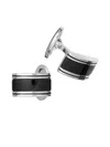 Jan Leslie Linear Etch Rectangular Gemstone Sterling Silver Cufflinks In Black