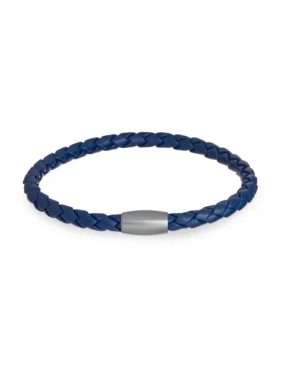 Jan Leslie Men's Stainless Steel & Braided Leather Bracelet In Blue