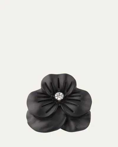 Jan Leslie Men's Matte Black Flower Lapel Pin