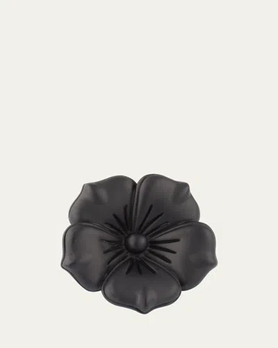 Jan Leslie Men's Matte Black Flower Lapel Pin In Crystal