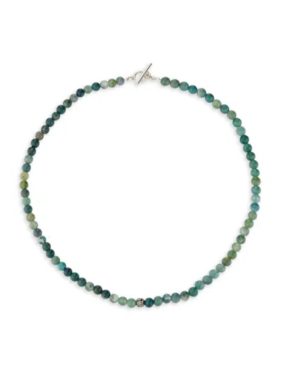 Jan Leslie Men's Moss Agate & Sterling Silver Beaded Necklace In Green