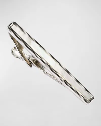 Jan Leslie Men's Mother-of-pearl Dotted Frame Tie Bar In Metallic