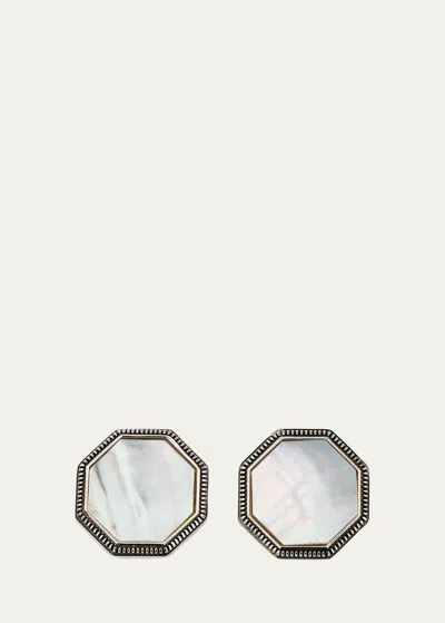 Jan Leslie Men's Octagon Mother-of-pearl Cufflinks In Metallic