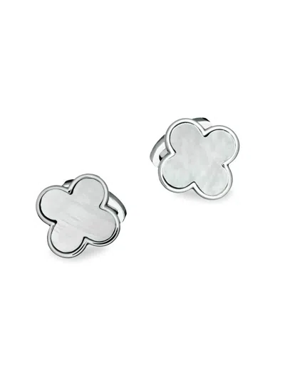 Jan Leslie Men's Onyx Clover Cufflinks In Metallic