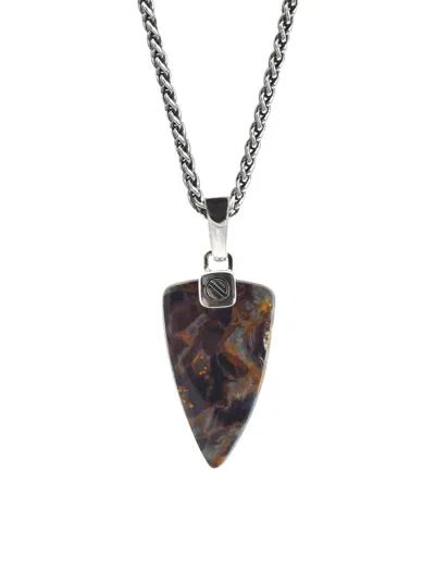 Jan Leslie Men's Pietersite & Sterling Silver Arrow Pendant Necklace In Brown