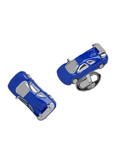 Jan Leslie Men's Race Car Sterling Silver & Enamel Cufflinks In Blue