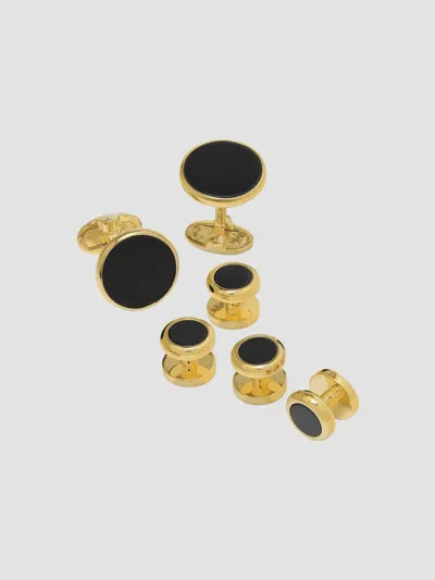 Jan Leslie Men's Sterling Silver & Onyx Cufflinks Set In Onyx Gold