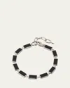 Jan Leslie Men's Sterling Silver And Rectangle Black Onyx Bracelet In Black